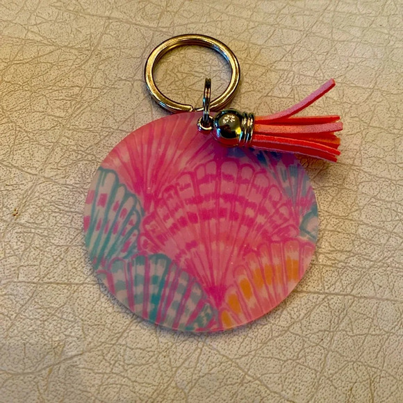 Pink & Blue Sea Shell keychain / bag charm - Picture 2 of 5
